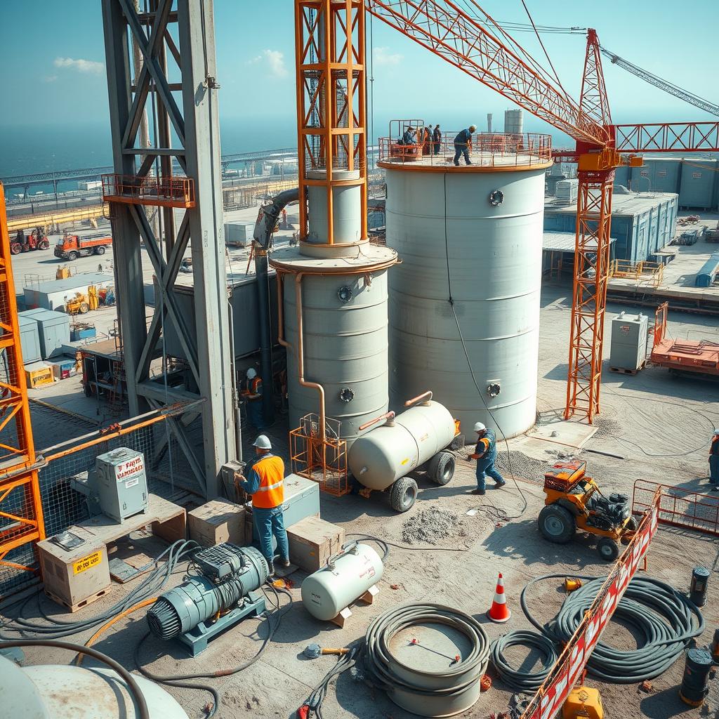 Sandblasting contractor on an industrial structure with full protective equipment — nationwide sandblasting insurance coverage